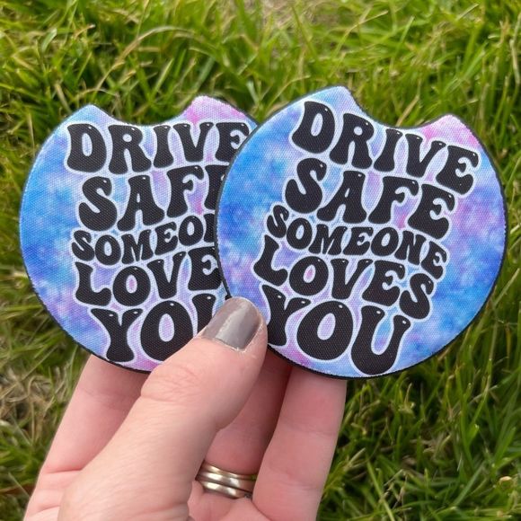 🎄 Tie Dye Drive Safe Car Coaster Set | Drive Safe Coaster Set - Picture 1 of 11